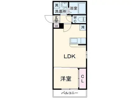 AK22土古町(1LDK/2階)の間取り写真