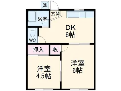 坂本ハイツ(2DK/1階)の間取り写真