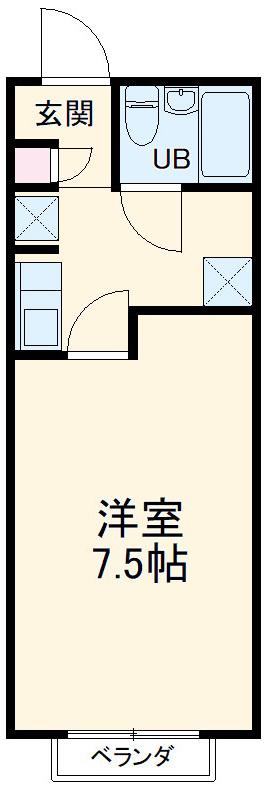 クレセント渡辺 A棟(1K/1階)の間取り写真