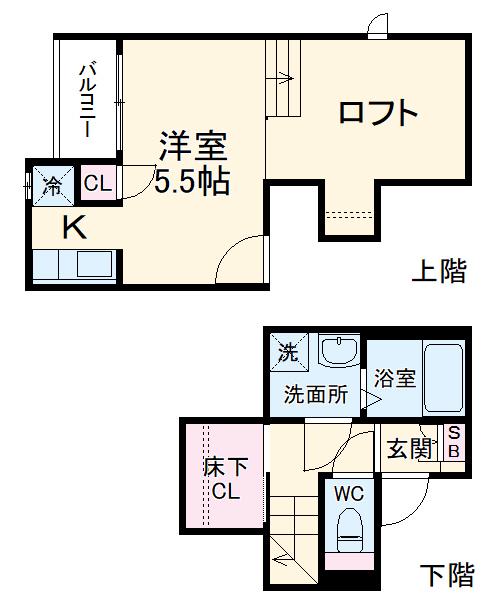 CB東大宮ライブリー(1K/2階)の間取り写真