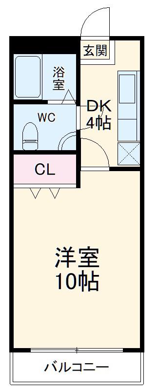 アミスターⅡ(1K/1階)の間取り写真