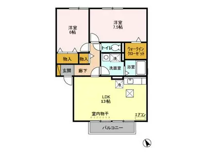 メゾングレースC(2LDK/1階)の間取り写真