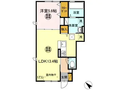 セジュール東中根(1LDK/1階)の間取り写真