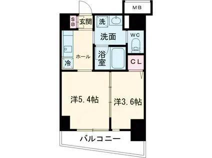 エストゥルース板橋本町(1DK/6階)の間取り写真