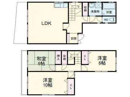 名古屋臨海高速鉄道 中島駅(愛知) 徒歩15分 2階建 築23年(3LDK)の間取り写真