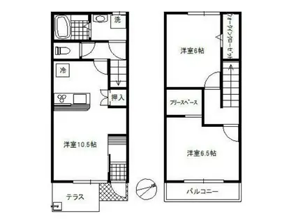 MAISONETTEPARK美園B棟(2LDK/1階)の間取り写真