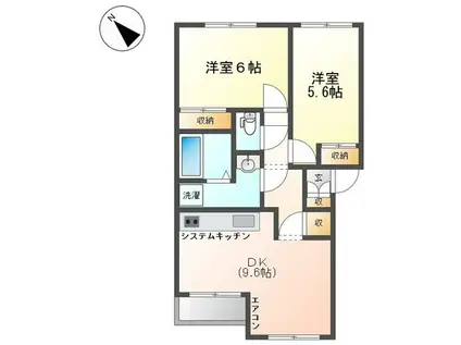 グリーンフォレスト大野Ⅰ(2DK/2階)の間取り写真