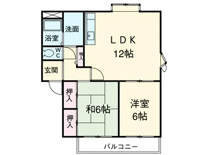 トルースヒルズITMG棟(2LDK/2階)の間取り写真
