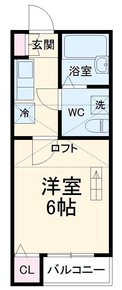 アメリカンリバティー所沢Ⅵ(1K/1階)の間取り写真