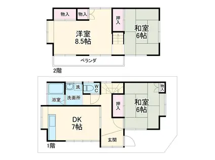 小田急電鉄小田原線 相模大野駅 徒歩21分 2階建 築42年(3DK)の間取り写真