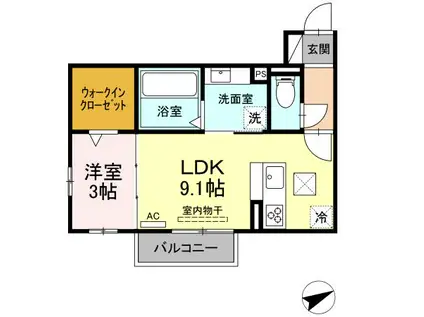 プランドールⅩI(1LDK/1階)の間取り写真