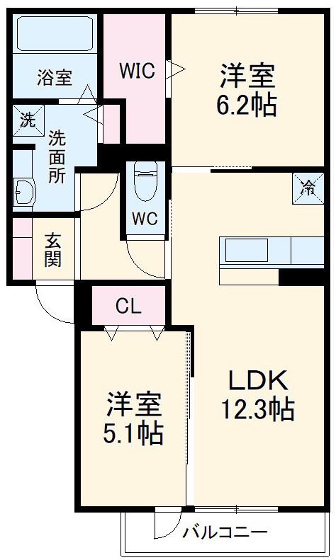 HOUSE S.YⅡ(2LDK/3階)の間取り写真