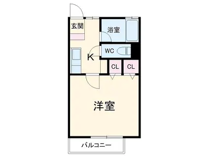 アネックス中川 B棟(1K/2階)の間取り写真
