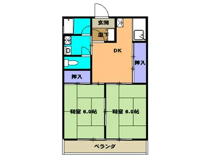 サンハイツ二上(2DK/3階)の間取り写真