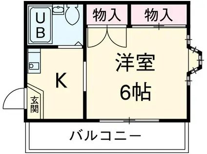 ラフィネ保呂町(1K/2階)の間取り写真
