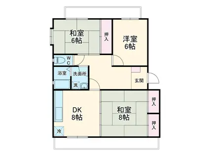 サンシャイン袖師(3DK/3階)の間取り写真