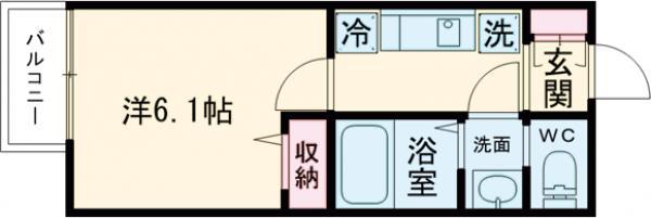 グランヒルレジデンス 目黒大橋(1K/3階)の間取り写真