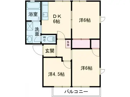 エリエスHARAC(3DK/2階)の間取り写真