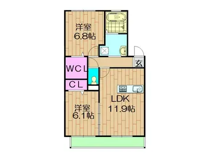 アヴァンセ和泉中央 A棟(2LDK/2階)の間取り写真