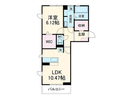 ウエスト TOWN(1LDK/3階)の間取り写真