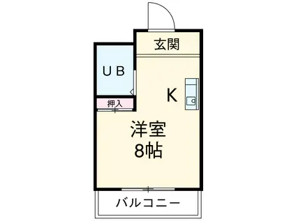 ロイヤル城南(ワンルーム/2階)の間取り写真