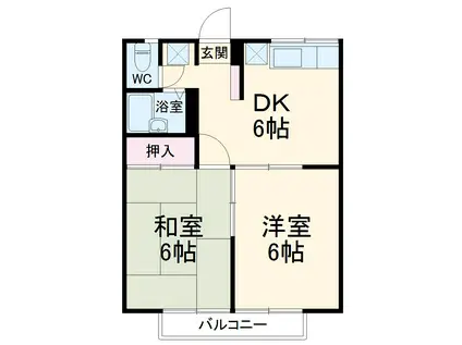 ビューハピネスU(2DK/2階)の間取り写真