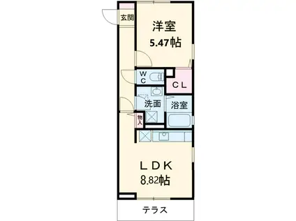 エスポワール(1LDK/3階)の間取り写真