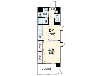 グレイスコート(1DK/4階)の間取り写真