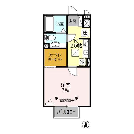 パルハイム2003A/B/C(1K/1階)の間取り写真