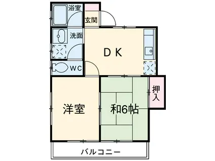 ビューラーミヤウラA(2DK/2階)の間取り写真