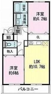 ヴィラコンテッサ原Ⅱ(2LDK/1階)の間取り写真