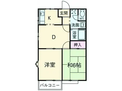 アゼリアガーデン(2DK/1階)の間取り写真