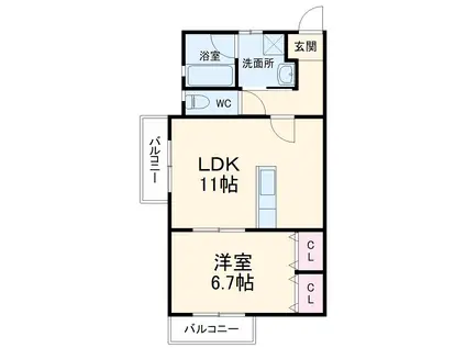 LE BONHEUR(1LDK/2階)の間取り写真