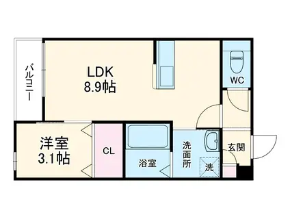 LE COCON岐阜Ⅱ(1LDK/2階)の間取り写真