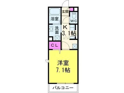 AXIS北松戸(1K/3階)の間取り写真