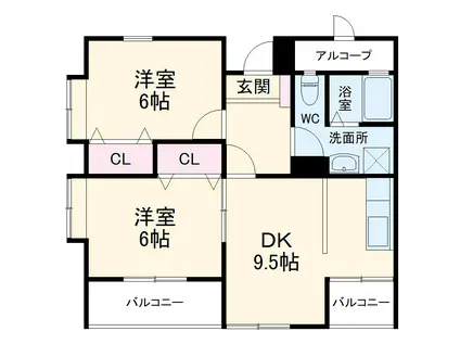 ユーフォルム2(2DK/2階)の間取り写真