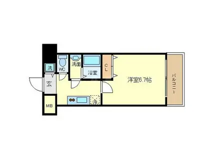 シャルマンフジ大阪城南(1K/5階)の間取り写真