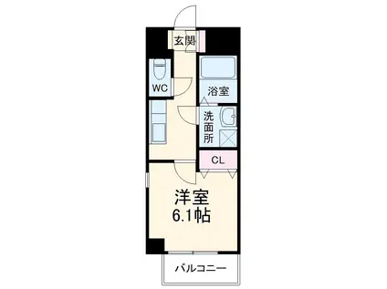 スカイホース(1K/4階)の間取り写真