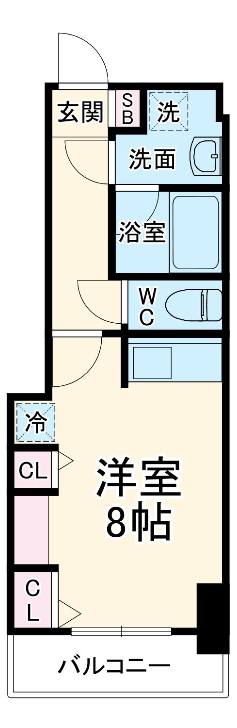 リーフコンフォート本厚木(ワンルーム/12階)の間取り写真
