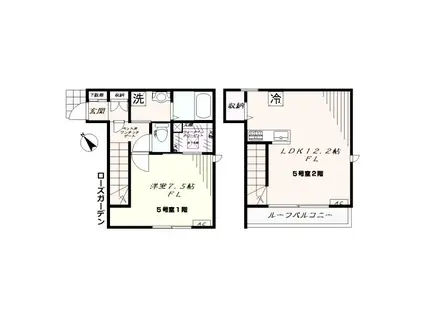 ローズガーデン(1LDK/1階)の間取り写真