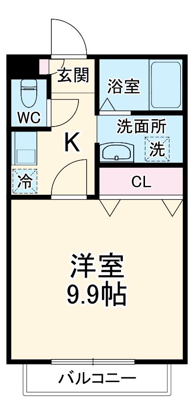 ラフィネシャンブル(1K/2階)の間取り写真