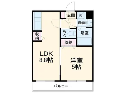 コネクトパークヒルズ稲毛海岸(1LDK/5階)の間取り写真
