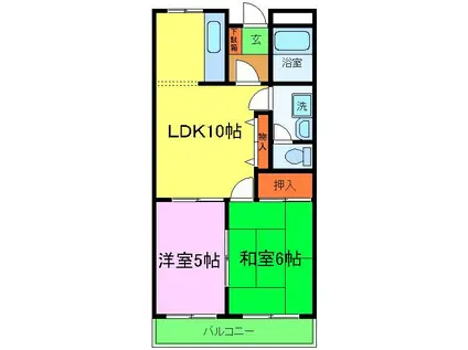 グリックユキモト(2LDK/2階)の間取り写真