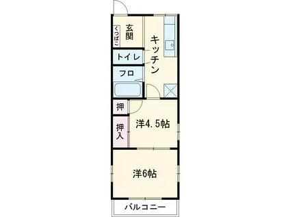 ロイヤル西中原(2DK/3階)の間取り写真