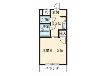 エクセル塩釜Ⅱ(1K/2階)の間取り写真