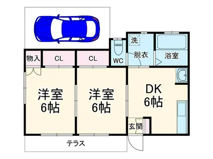 西武鉄道狭山線 下山口駅 徒歩12分 1階建 築47年(2DK)の間取り写真