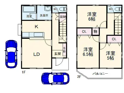 東海道本線 静岡駅 徒歩11分 2階建 築20年(3LDK)の間取り写真