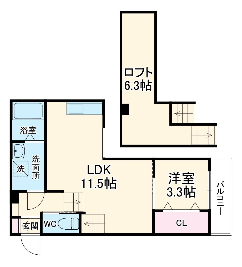 N51APARTMENT大垣Ⅱ(1LDK/1階)の間取り写真