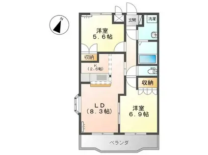 クレアウィンド(2LDK/2階)の間取り写真