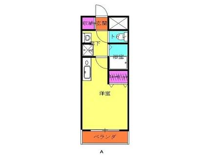 高砂ハイツ1(ワンルーム/2階)の間取り写真
